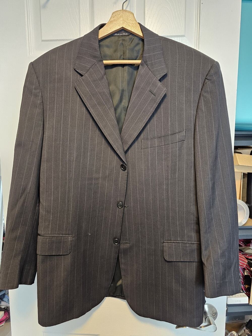 Canali Suit Jacket Black Pinstripe Striped Blazer Sport Jacket